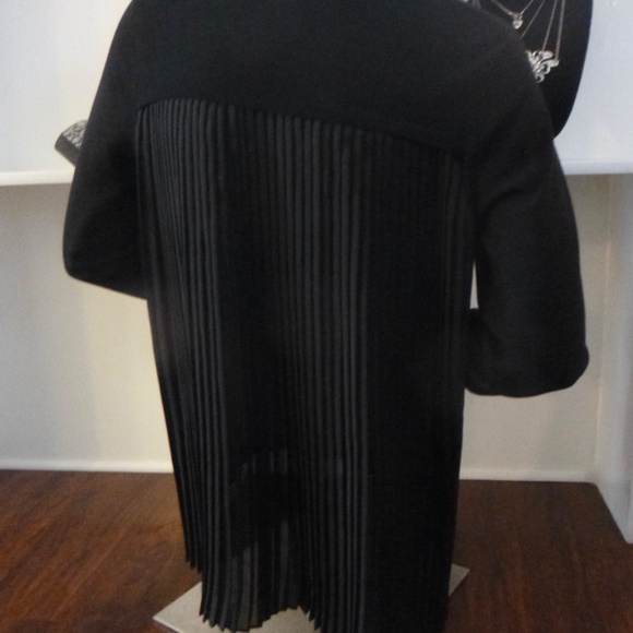 ADRIANNA PAPELL PLEATED WOVEN BACK SWEATER TOP M BLACK - Picture 13 of 16